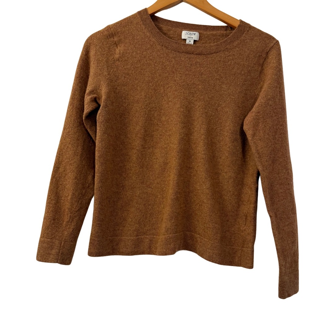 J.Crew Teddie Crewneck Sweater, Women’s Medium, Merino Wool Blend,  Brown Preppy